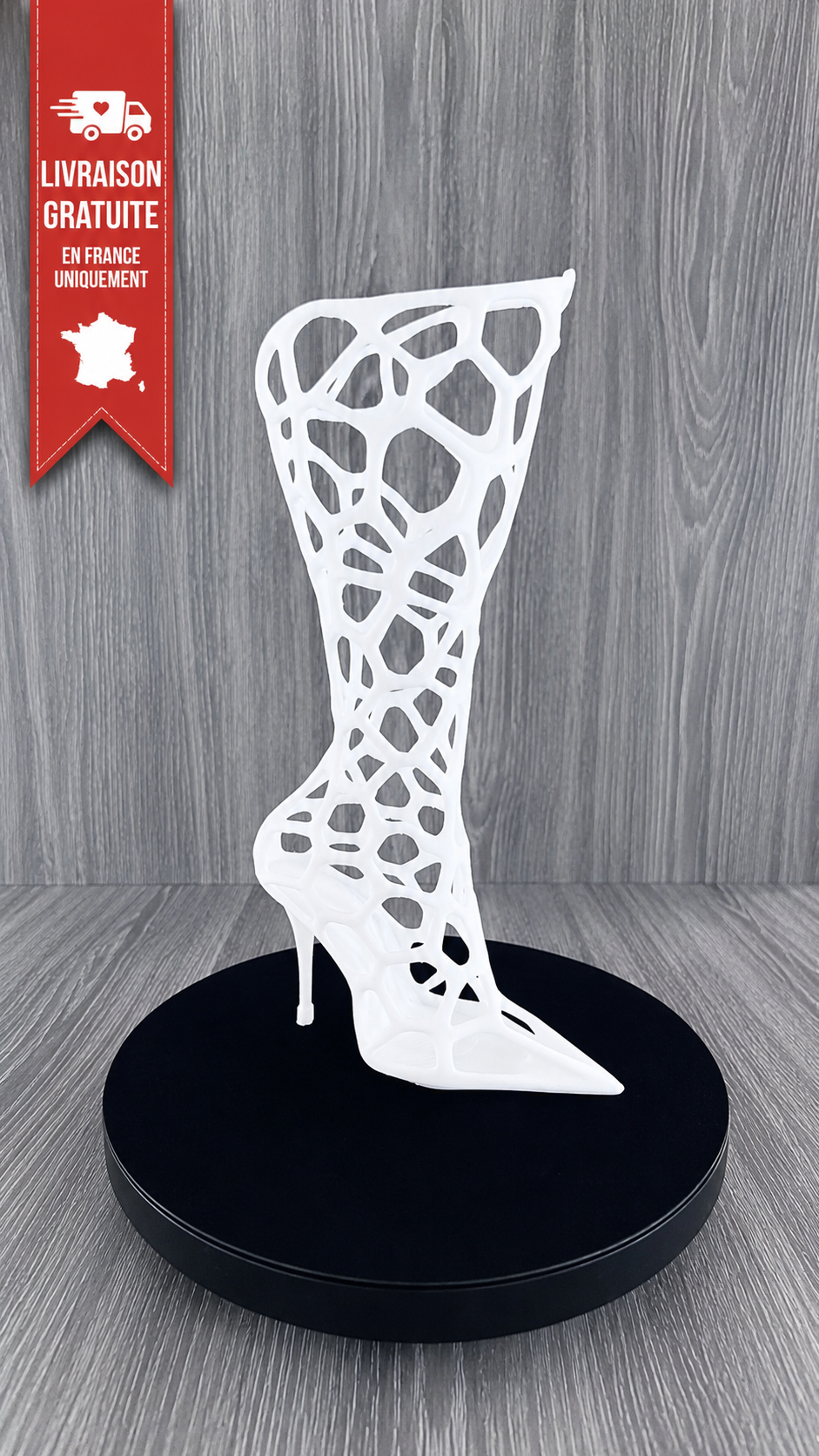 Botte Stiletto Voronoï – Vase Décoratif Ajouré – Impression 3D