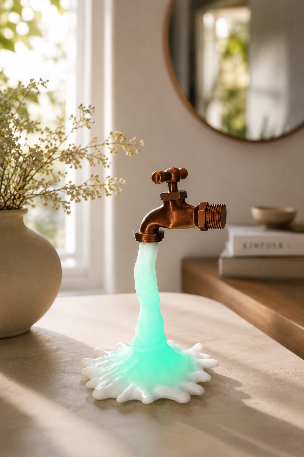 Lampe Robinet Flottant LED – Illusion d'Eau Suspendue – Impression 3D