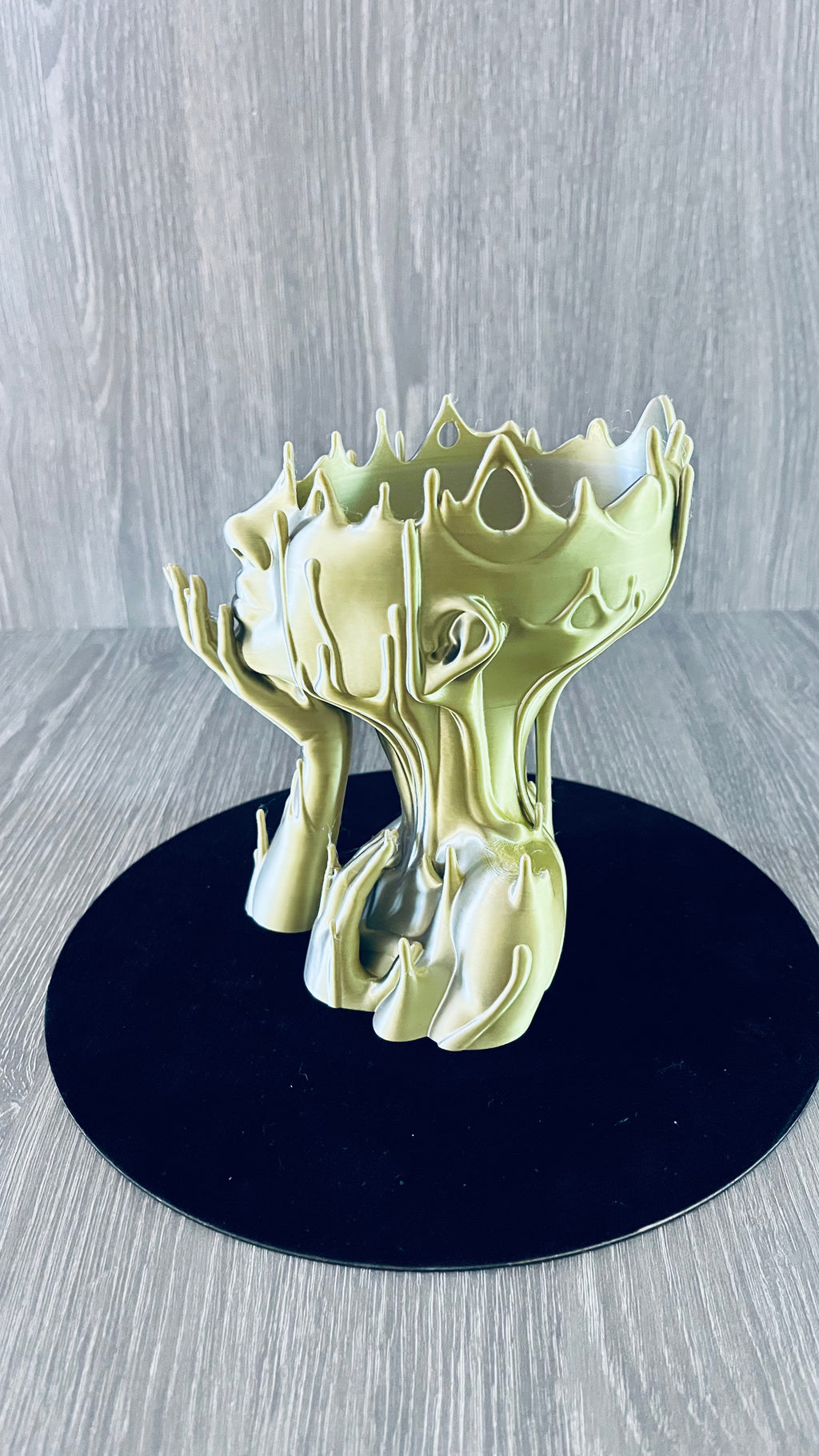 Pot Décoratif Visage Fondu – Effet Argenté & Doré Nacré – Impression 3D