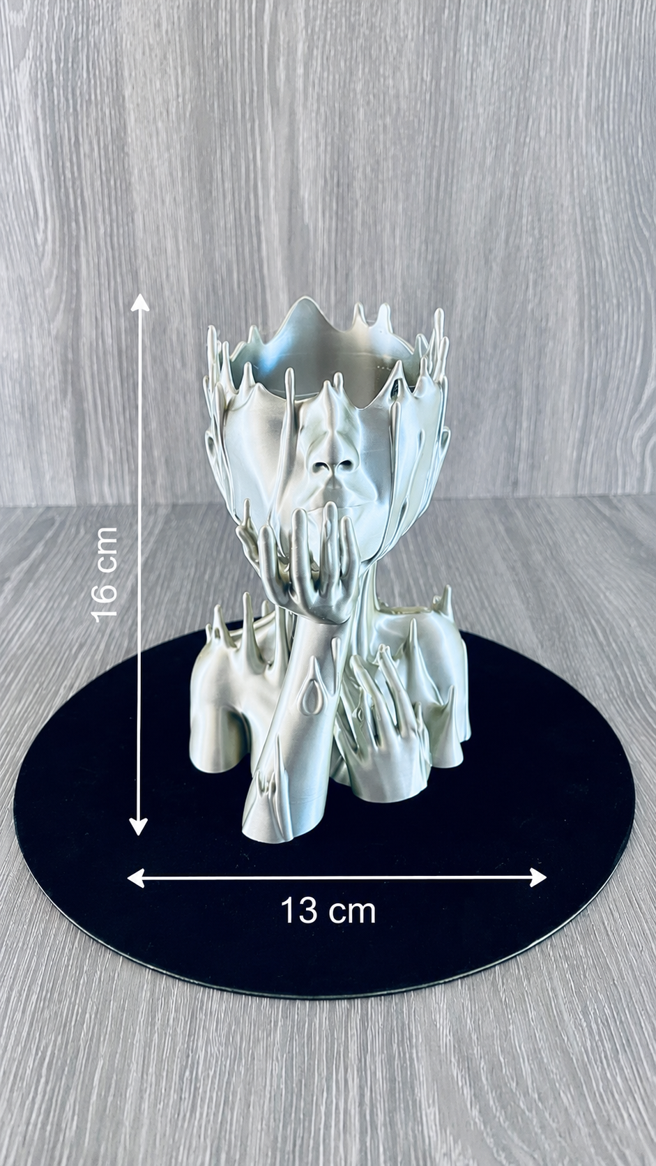 Pot Décoratif Visage Fondu – Effet Argenté & Doré Nacré – Impression 3D