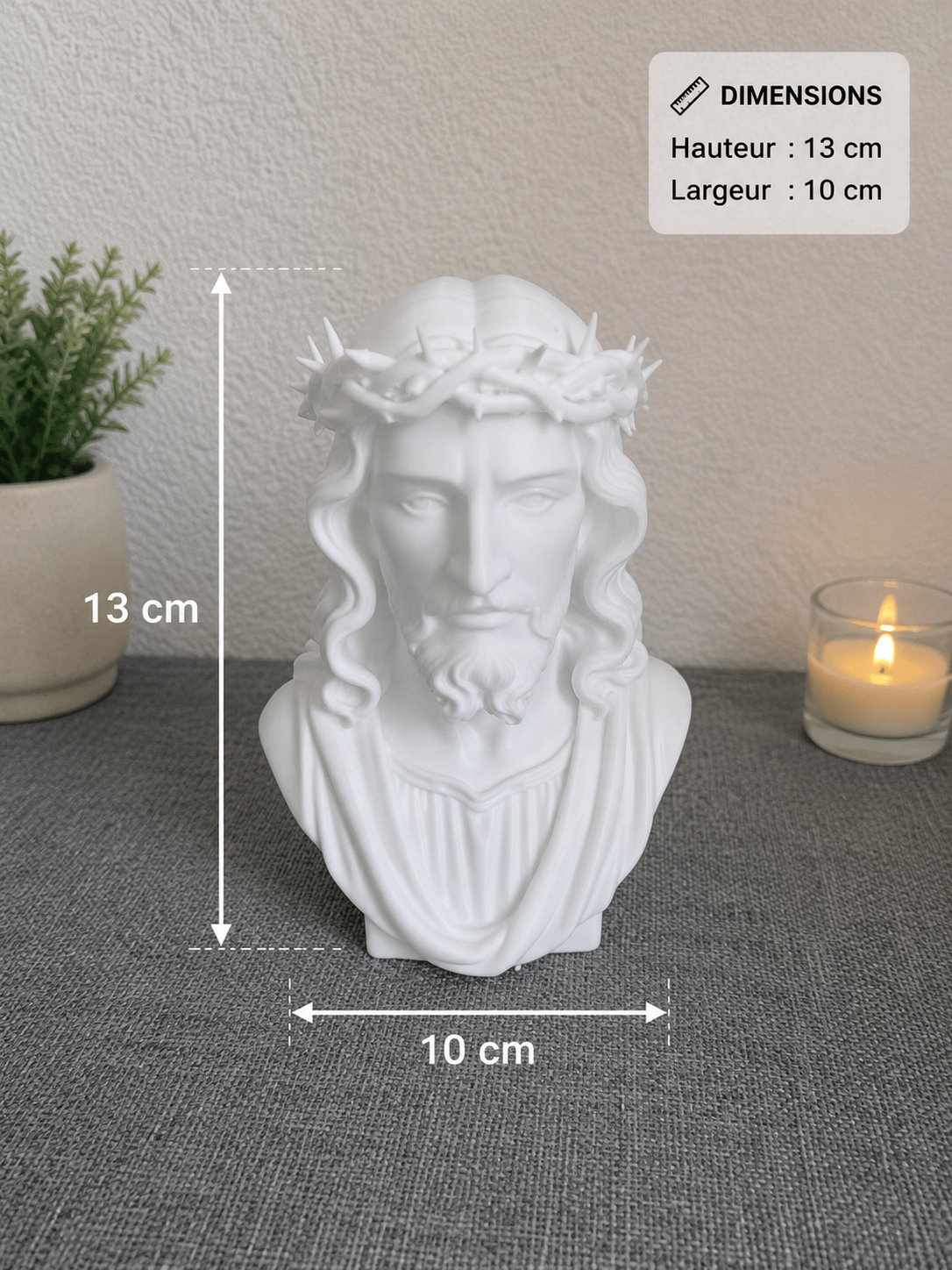 Christ de Lumière – Buste LED Décoratif – Impression 3D