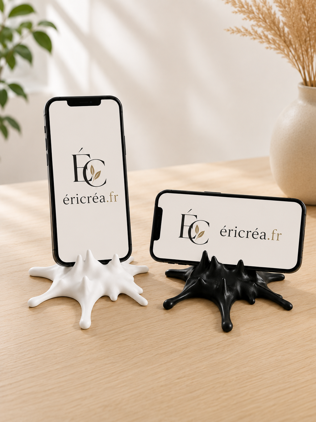 Lot de 2 Supports Téléphone Splash – Blanc & Noir