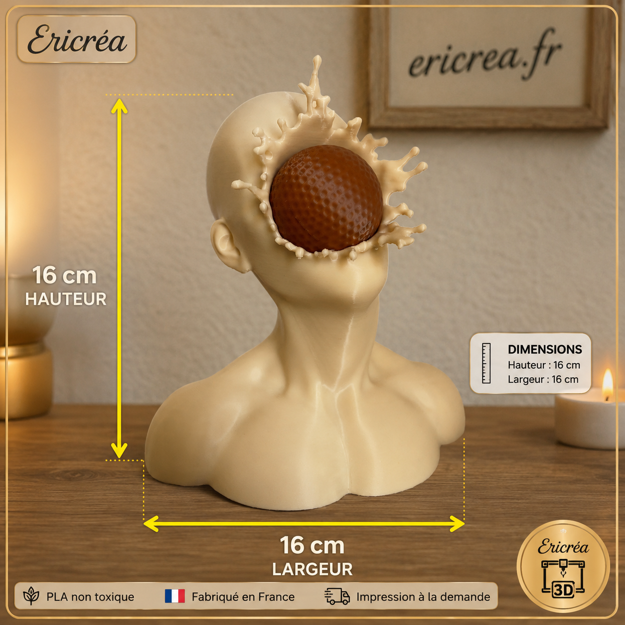 Buste “Impact” – Sculpture décorative 3D