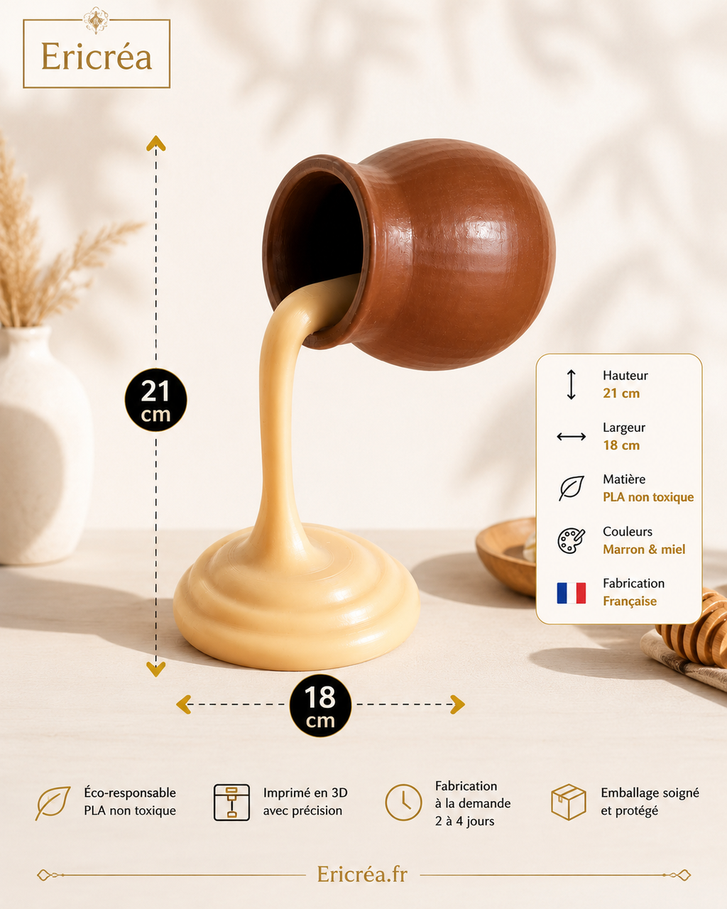 Pot de miel infini – Sculpture décorative 3D