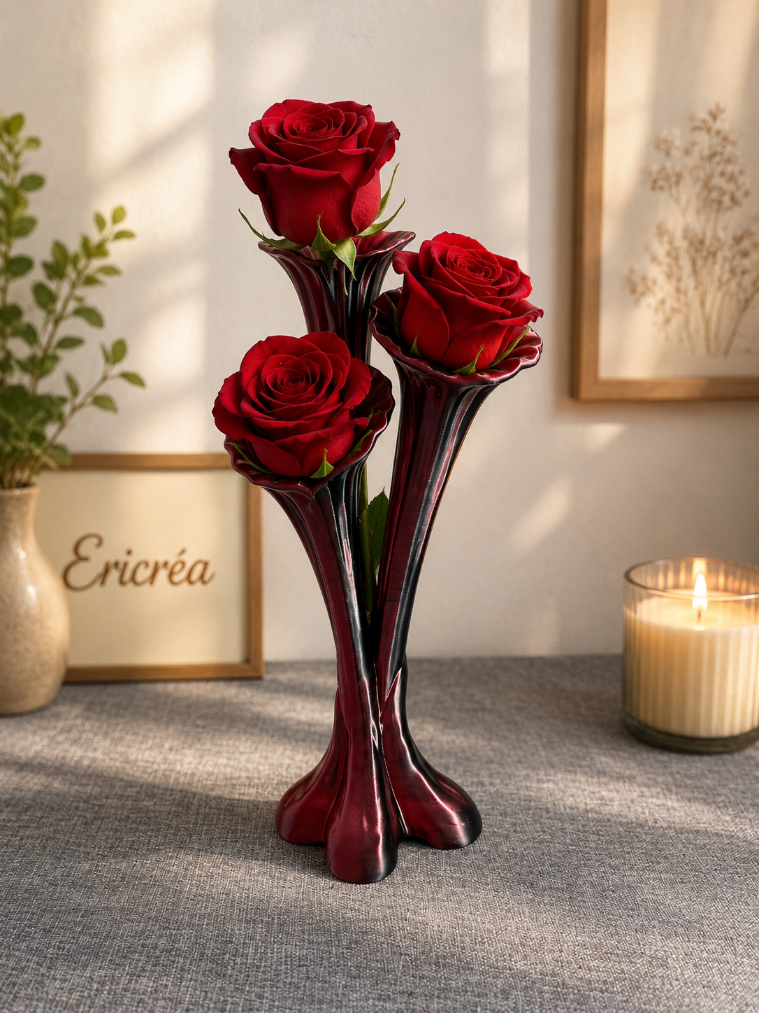 Vase Floral Trio – Élégance en fleurs