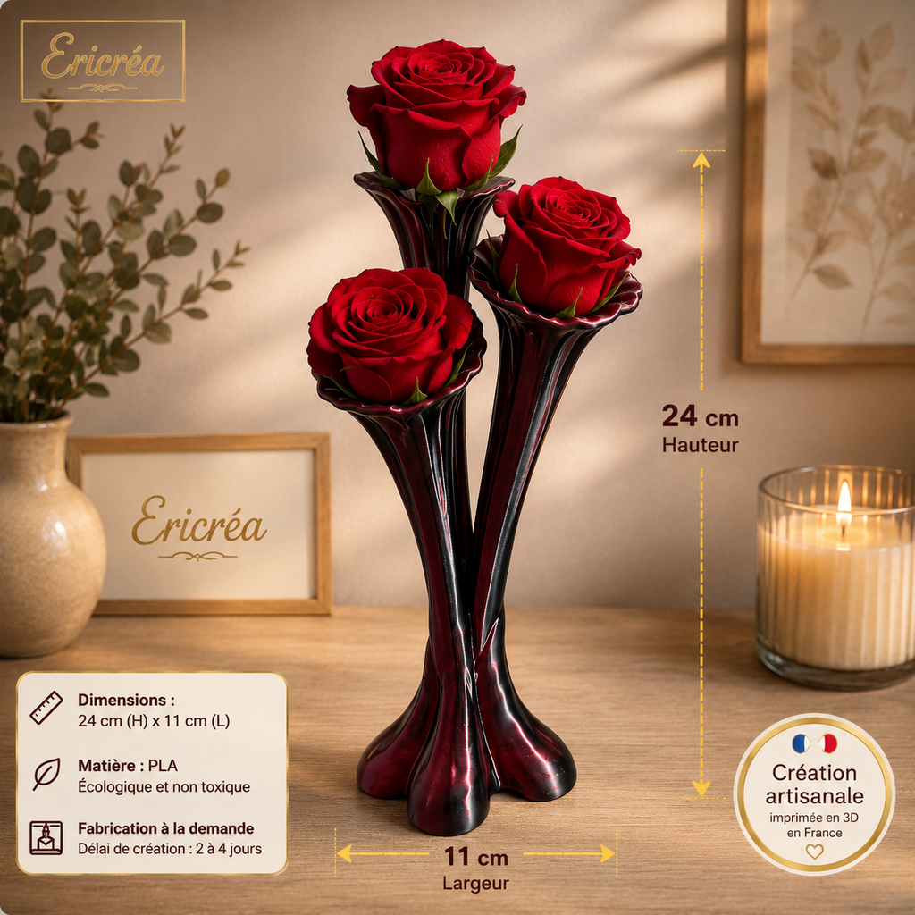 Vase Floral Trio – Élégance en fleurs