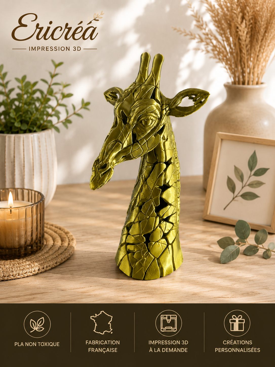 Girafe Contemporaine 3D – Sculpture décorative au style unique