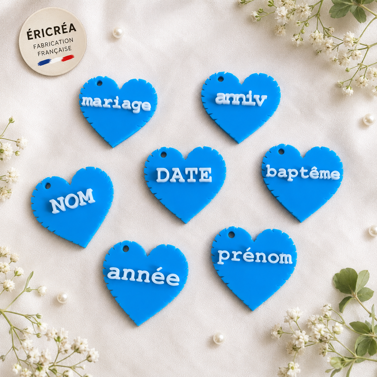 Marque-place cœur personnalisé – Prénom, date ou événement – Minimum 10 pièces