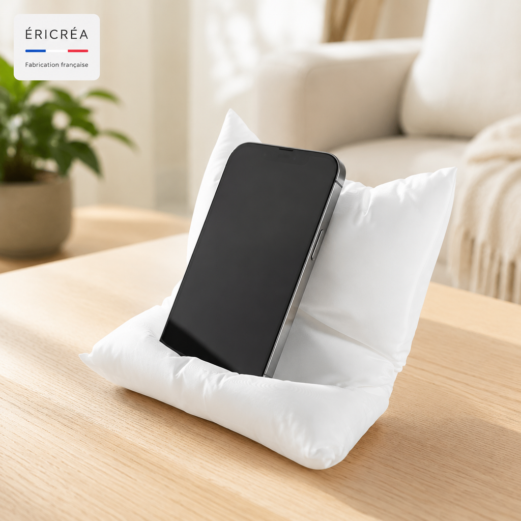 Support téléphone en forme de coussin douillet