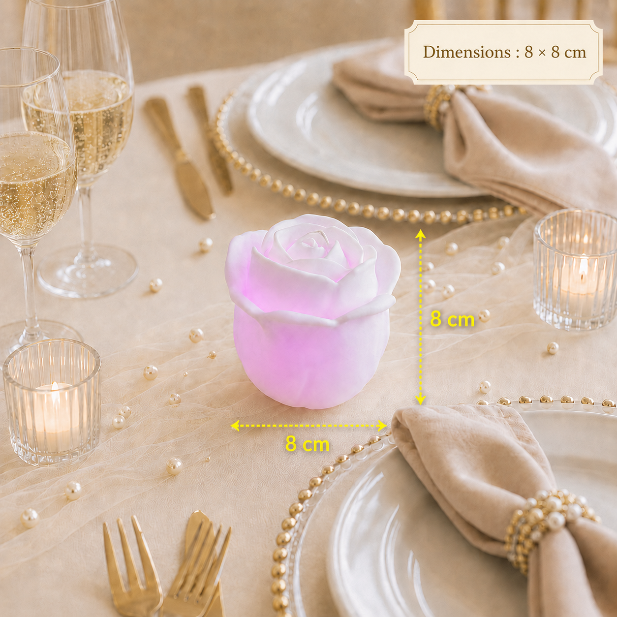 Rose lumineuse décorative – L’élégance au cœur de votre table