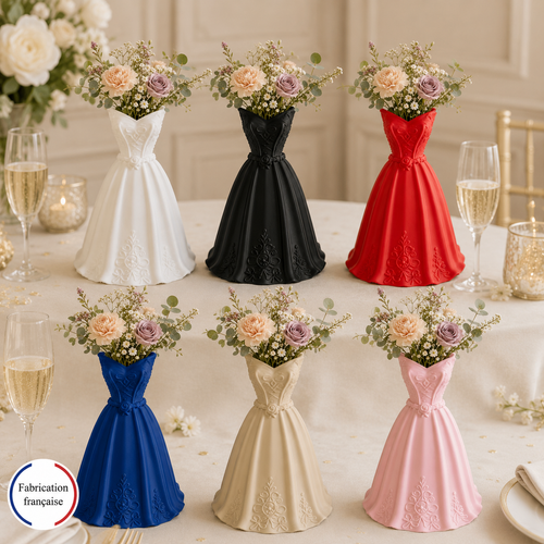 Centres de table mariage en forme de robe, disponibles en six couleurs