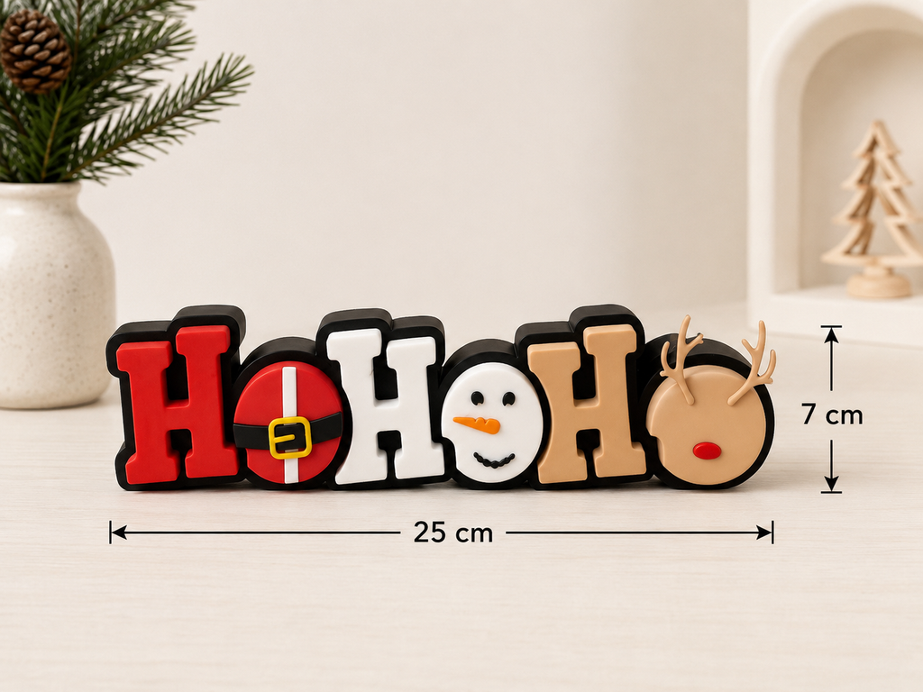 Centre de table Noël HO HO HO - dimensions 25 cm x 7 cm