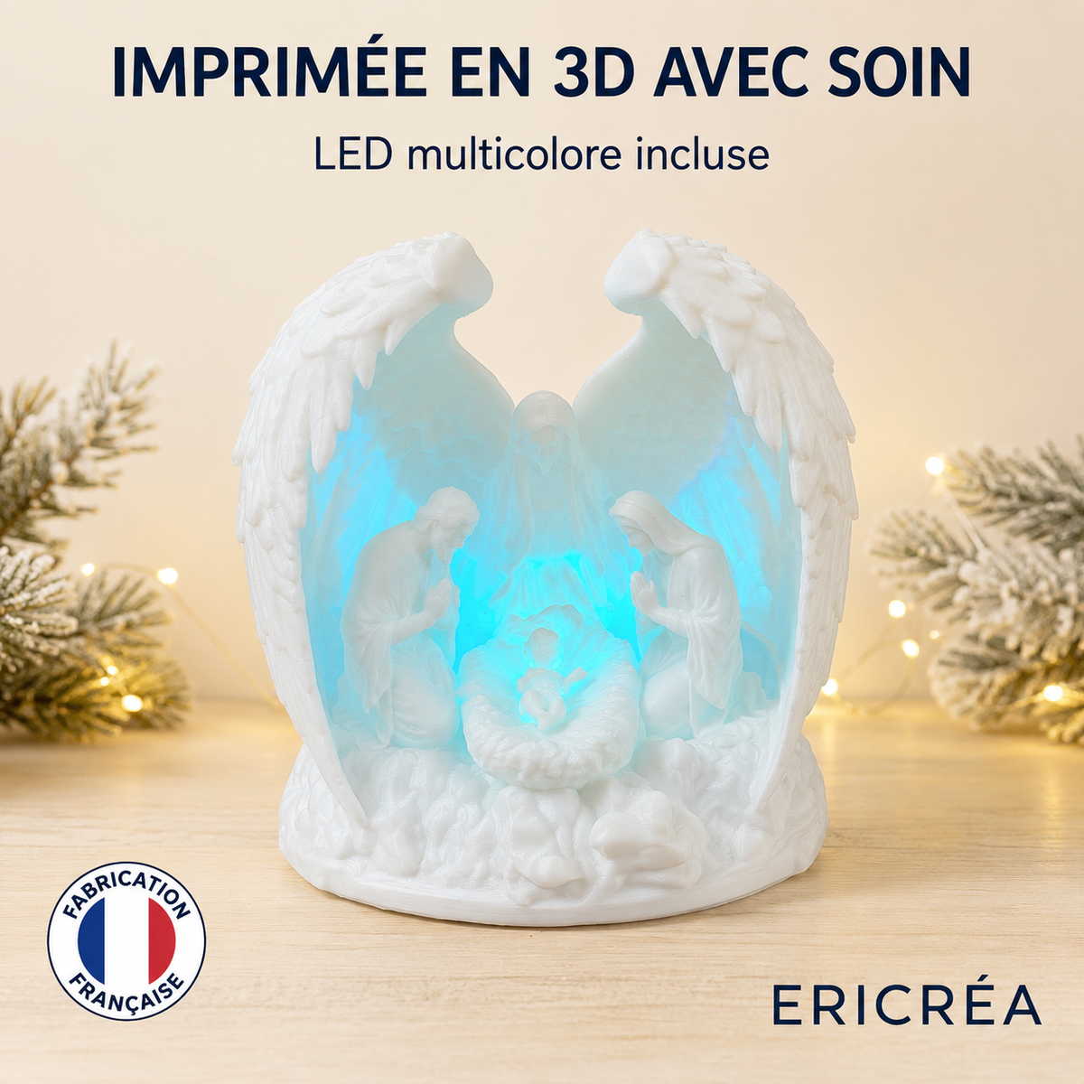 Crèche ERICRÉA imprimée en 3D avec soin, fabrication française