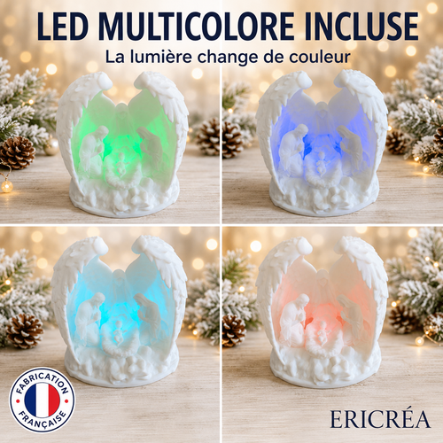 Crèche lumineuse ERICRÉA avec LED multicolore incluse, quatre couleurs