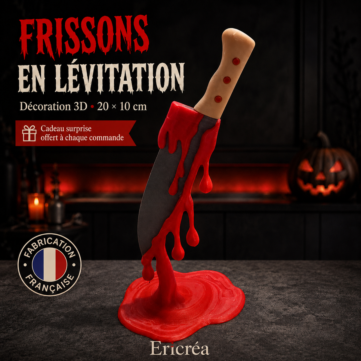 Décoration 3D Frissons en lévitation, macaron Fabrication française à gauche