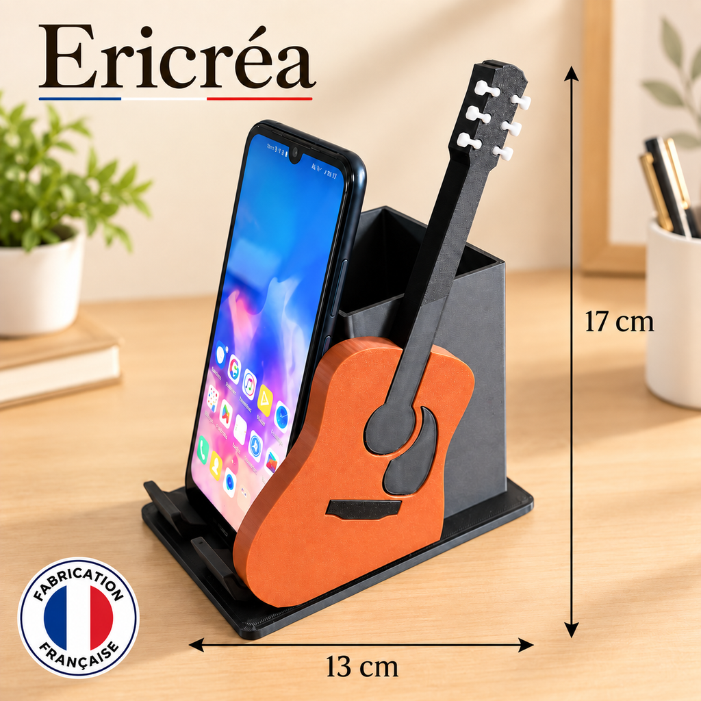 Support téléphone guitare Ericréa – hauteur 17 cm, largeur 13 cm