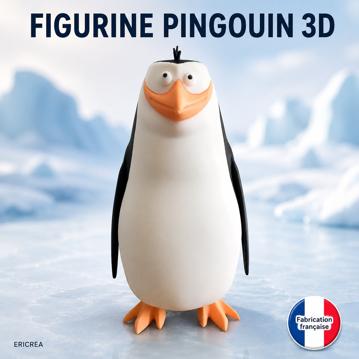 Figurine pingouin 3D ERICREA vue de face