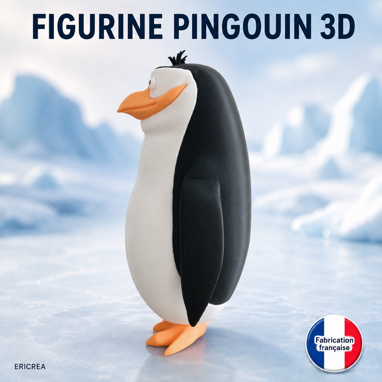 Figurine pingouin 3D ERICREA vue de profil