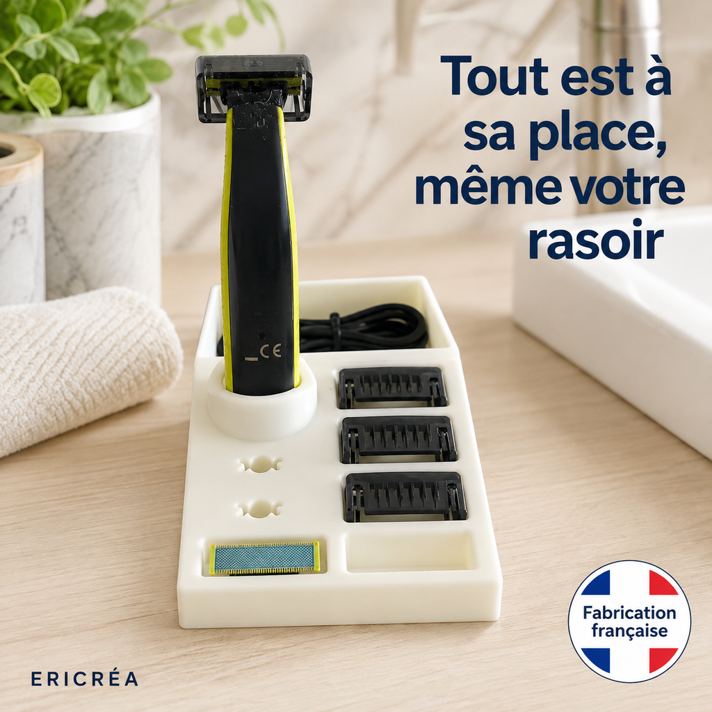 Organisateur pour rasoir, câble, sabots et lames