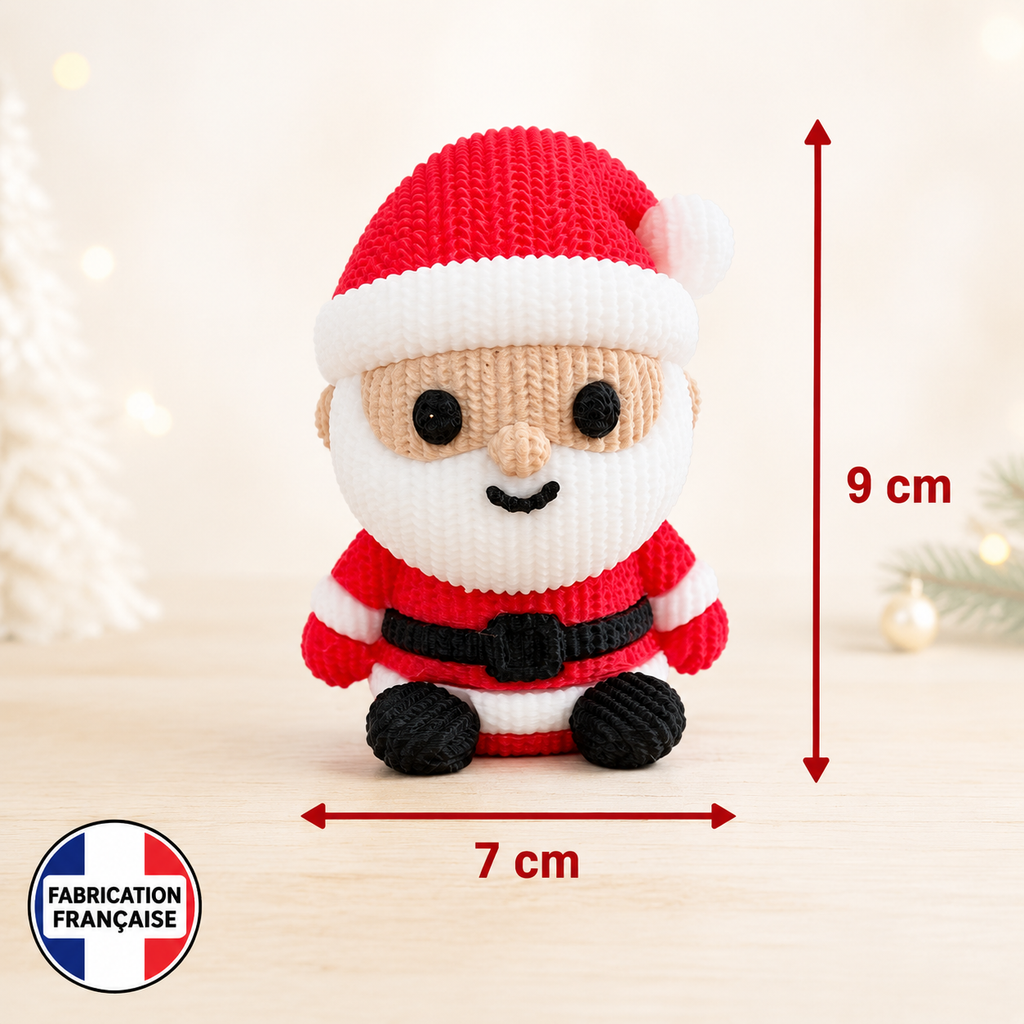 Petit Père Noël 3D – dimensions environ 9 cm × 7 cm