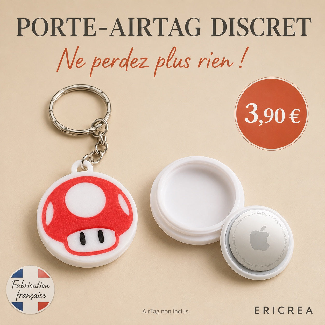 Porte-AirTag discret Ericréa, présentation du produit