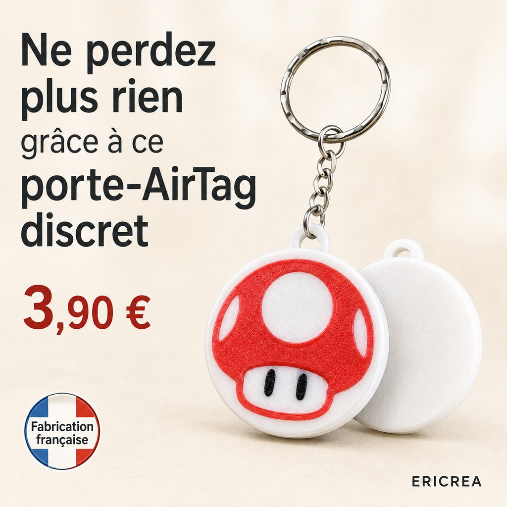 Porte-AirTag discret rouge et blanc Ericréa