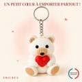 Porte-clés ourson blanc avec cœur rouge Ericréa