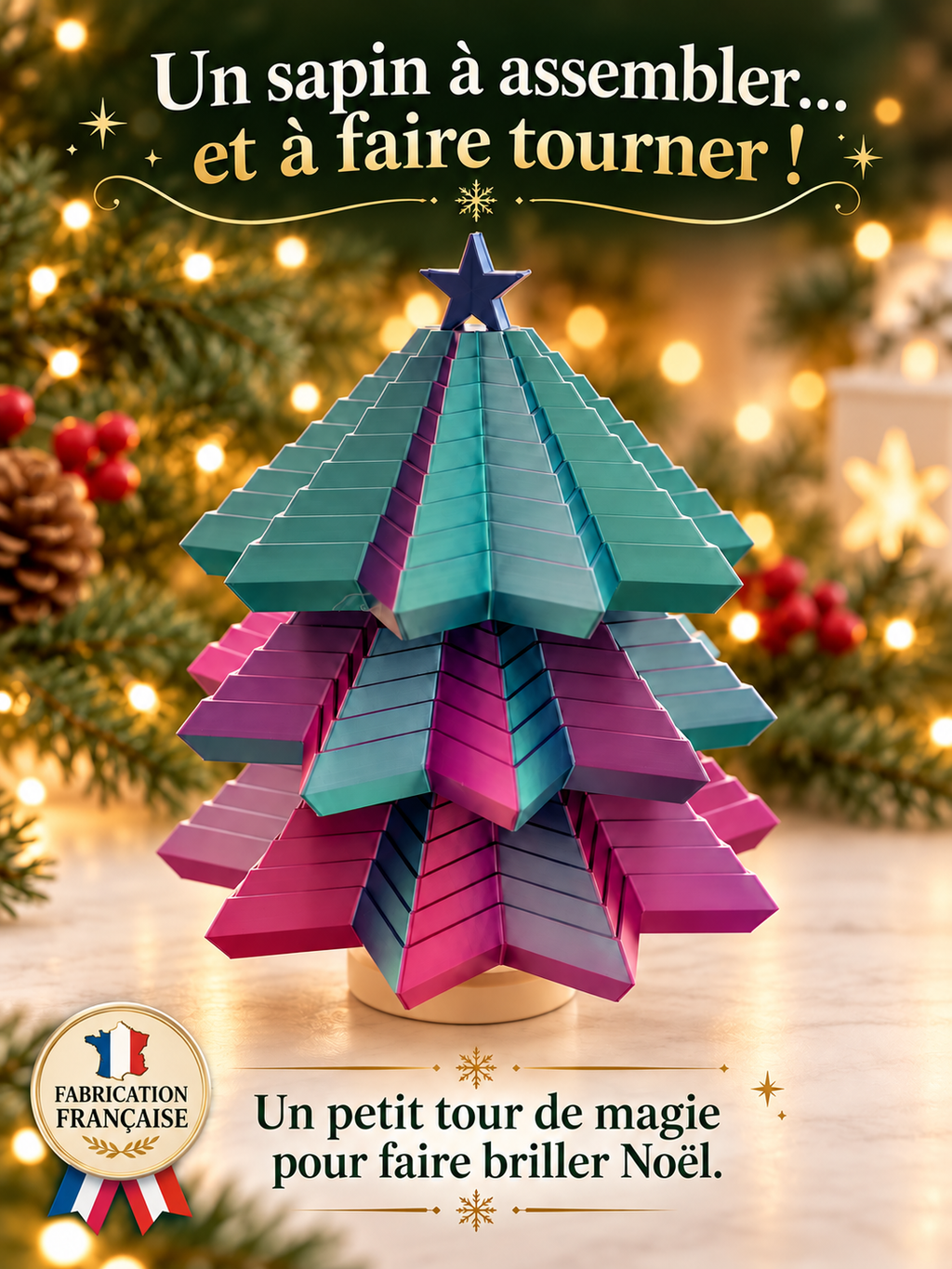 Sapin de Noël à assembler et à faire tourner