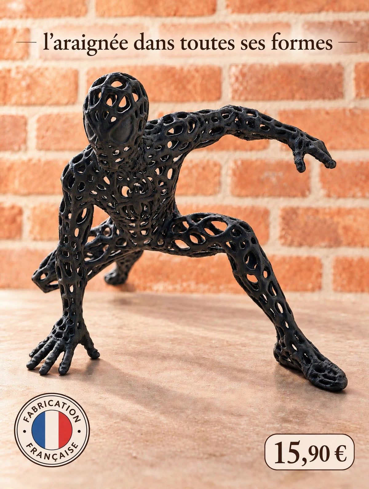 Décoration Spider-Man noire, vue rapprochée