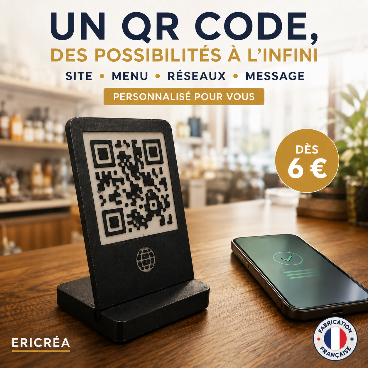 Support QR code personnalisé pour commerces dès 6 euros