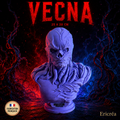 Buste Vecna violet imprimé en 3D par Ericréa, 25 cm par 20 cm